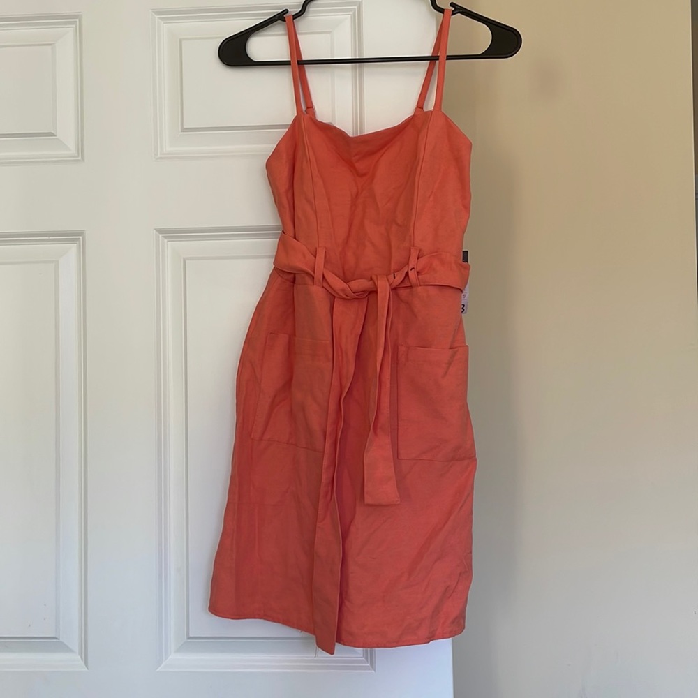 Coral Cotton/Linen Dress